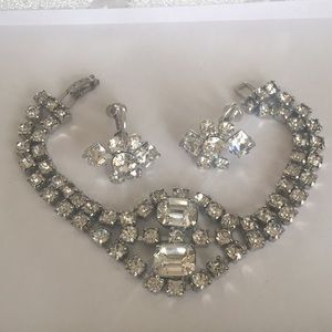 Vintage Rhinestone Bracelet and Earrings Set